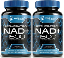 WELLNESS LABSRX NAD Supplement, 1500mg - Liposomal NAD+ Ergänzung mit Resveratrol, NAD Plus Boosting - Unterstützung Cellular Health, Stamina & Healthy Aging - Ultra Strength Capsules, USA Made - 2 Pack