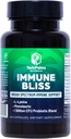 Immune Bliss - Broad Spectrum Daily Wellness Unterstützung für saisonale Krankheit | L-Lysine Monolaurin Probiotic Prebiotic Blend | Bietet natürliche Verteidigung | Vegan Vegetarian Non-GMO | 60 Kapseln