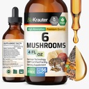 BIO KRAUTER 6 Pilze Beilage 6-in-1 - Lions Mane, Shiitake,Turkey Tail, Cordyceps, Reishi & Chaga Liquid Extract - Pilz Complex Tincture - Vegan Drops 4 Fl.Oz.