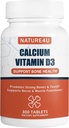 Calcium 1000 mg mit Vitamin D3, Knochengesundheitsergänzung für Erwachsene, Unterstützung Muscel Nerve Gesundheit und Calcium Absorption, 300 Tablet