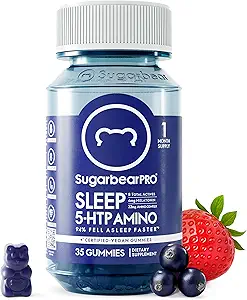 SugarBearPro Sleep Gummy 1 Monat Versorgung, extra Stärke Melatonin 6mg, für Männer & Frauen, Vegan Vitamin B6, L-Theanin, 5 HTP, Valerian, Schlafhilfe für Erwachsene & Jugendliche, Certified Kosher