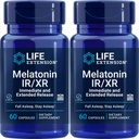 Life Extension Melatonin IR/XR, 1,5 mg, Sofort- und Extended-Release-Formel für optimale Schlafunterstützung, Gesunde circadian Rhythmen, Zelluläre Verteidigung, Glutenfrei, Non-GMO, 2 X 60 Kapseln