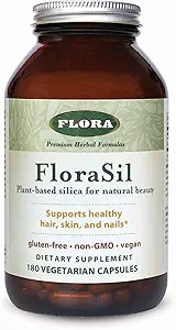 Flora FloraSil 180 Veg Kapseln - Silica Ergänzung mit Pferdeschwanz Extrakt für gesundes Haar, Haut und Nägel* - Unterstützt Kollagenbildung