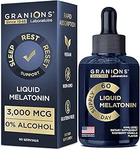 Liquid Melatonin 3mg - flüssige Schlafhilfe für Erwachsene & Kinder 6 Jahre und nach oben - Sublingual Melatonin Tropfen für schnelle Schlaf- und Erfrischungsruhe für länger - 60ml 60 Tage Himbeer Vanille Flavor Melatonina