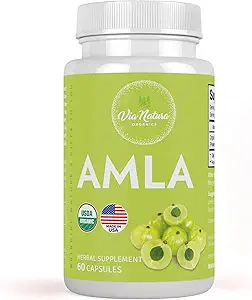 Amla Kapseln 1000mg | Bio Kräuterergänzung | Natürliche Quelle von Vitamin C | 60 Kapseln
