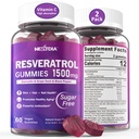 Resveratrol Supplement 1500mg - Resveratrol Gummis unterstützt NAD+, NMN & NMNH Synergy, mit Quercetin, Grape Seed, Acai Beeren Extrakte für Antioxidans, Gesunde Alterung & Langlebigkeit, Haut, Gehirn - 2Pcs