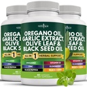 NEU AGE Oregano Öl Knoblauch Extrakt Olivenblatt mit Astragalus - Beilage für Damen und Herren - 180 Zähler
