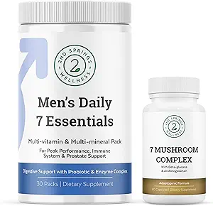 Total Wellness Duo - 7 Mushroom Complex & Men's Daily 7 Essentials for Complete Nutritional Support