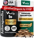 Ashwagandha Kapseln 1310mg mit schwarzem Pfeffer - USA Made Ashwagandha Ergänzungen für Entspannungsunterstützung, normale kognitive Funktion & Balanced Energy Levels – 60 Caps