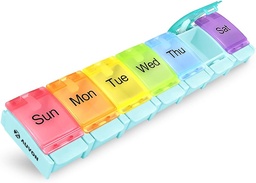 AUVON Wöchentliche Pille Organizer Arthritis Friendly, BPA Free Travel 7 Day Pill Box Case mit Spring Open Design und große Menge an Vitaminen, Cod Liver Öl, Ergänzungen und Medikamente zu halten