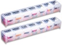 GMS Wöchentliche Pille Organizer - 7-Tage Etikettierte Kompartment Pille Fall für Ergänzungen, Vitamine und Medikamente - Sichere Latches - Ideal für täglichen Gebrauch & Reisen - Klar - 2 Pack