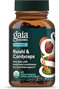 Gaia Kräuter Atemberaubende Pilzmischung - Immununterstützung Kräuterergänzung zu helfen halten Gesamt Lunge und Atemgesundheit - WIth Reishi und Cordyceps* Pilze - 40 Vegan Kapseln (40-Day Supply)