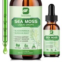 Sea Moss Liquid Drops - Organic Irish Sea Moss Gel mit Spirulina, Bladderwrack, Burdock Root, Seamoss Gel Supplement für Joint, Detox Cleanse & Digestion Support - 2 Fl Oz, Vegan