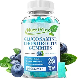 Glucosamin Chondroitin Gummis, Extra Strength Joint Support Supplement mit MSM & Elderberry, Joint Support Supplement for Adults, Men & Women, Blueberry Flavor, 60 Count