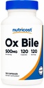 Nutricost Ox Bile Capsules 500mg par portion (120 capsules) - Sans gluten et sans OGM