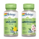 SOLARAY Mullein Leaf 330 mg und Marshmallow Root 480 mg - Wellness Bundle - Kräuter hoch in Mucilage Soluble Fiber für beruhigende Unterstützung - Vegan, Non-GMO, Lab Verified, 60-Day Garantie, 200/100 VegCaps