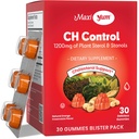 Maxi Health Cholesterin-Gummi für Erwachsene – 1200 mg Pflanzen Sterole und Stanols-Ergänzungen – Kosher und Glutenfreie gesünde Cholesterin-Ergänzungen – Orange Flavor-Gummien (30 Zähler)