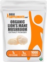 BulkSupplements.com Bio Lion's Mane Mushroom Extract Powder - Lions Mane Supplement Powder, Lion's Mane Extract - Pilzergänzung, 1000mg pro Servierung, 5kg (11 lbs) (Pack mit 5)