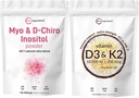 Micro Ingredients Vitamin D3 10.000iu + K2 200mcg Kokosöl Softgels & Myo & D-Chiro Inositol Pulver Bundle 2 Pack | Essential Sunshine Vitamine | Inositol Supplement für Damen