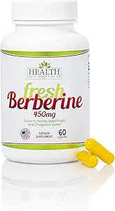 Gesundheit als es Ought Frische Berberine 450mg Supplement | Enthält nur Berberine | Keine Konservierungsstoffe | 60 Kapseln