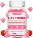 L Tyrosine Gummies, L-Tyrosine Zusatzgummis, L-Theanine Gummis mit Vitamin B6 D3, Fokusgummis unterstützen Gehirn, Gedächtnis, Energie, Stimmung für Erwachsene & Kinder, Erdbeeren Flavor, 60 Zähler