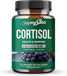 Cortisol Gesundheit & Unterstützung für Hormon Balance, Sound Sleep, Fokus, Mood & Stress Unterstützung - Enthält Ashwagandha, L-Theanin, Rhodiola Rosea Root Extract - Glutenfrei, Vegan, Non-GMO - 60 Kapseln.