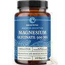 Magnésium Glycinate 500mg.Chélaté pour une absorption élevée.Détente musculaire, os, coeur, nerf, sommeil et soutien calme pour les femmes et les hommes.