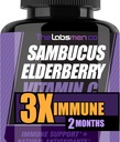 Sambucus Elderberry Immun Support Supplement/Daily Immun Boosters für Erwachsene, Saisonänderung w/Elderberry Vitamin C & Zink Unterstützung Atmungsaktive Gesundheit & Erhöhung Antioxidans (60 Count (Pack von 1))
