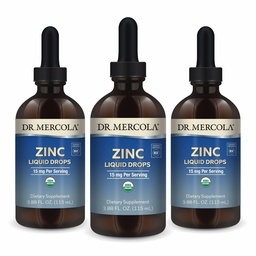 Dr. Mercola Zink-Flüssigtropfen - Unterstützt Immun- & Organ-Gesundheit - 15 mg Organische Zink-Flüssigtropfen - USDA Organic - NSF Zertifiziert - Non-GMO, Gluten-Free & Soy-Free - 3.88 fl oz (3 Pack)