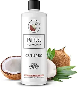 Fat Fuel C8 MCT Öl - Reiner und organischer Körperbrennstoff aus Kokosnüssen, Keto-Ergänzung für Energie und Fokus - 16 Fl Oz