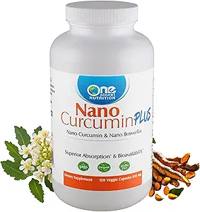 One Planet Nutrition Nano Curcumin Plus 500 mg Veggie Kapseln (120 Servierungen), Nano Curcumin mit Boswellia für hohe Absorption, unterstützt Joint & Immune Health, Non-GMO, Vegan, Gluten-Free