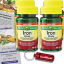 Spring Valley Eisen Tabletten Nahrungsergänzungsmittel Größe 65 mg 200 CT 4 Pk Choice Bundle (800 Gesamt) + Vitamin Vitality Guide & Pill Container (6 Artikel)!