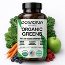Pomona Wellness Super Greens Supplement, Voll von Superfood Vitamine & Minerals, Obst & Gemüse, Grüns Pulver für Bloating und Digestion, Gut Health, USDA Organic, Non-GMO, 60 Tabletten