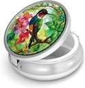 Pille Box-3 Compartment Small Pill Case für Geldbeutel &amp; Tasche Mini Metall Pille Halter Reisen Pille Container Nahrungsergänzungsmittel Vitamine BPA-frei (Hummingbird)