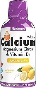 Bluebonnet Nutrition Liquid Calcium Citrate Magnesium Citrat, Vitamin D3, Knochengesundheit, Glutenfrei, Sojafrei, milchfrei, koscher, 32 Servierungen, Zitronengeschmack, 16 Fl Oz (Pack von 1)