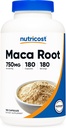 Nutricost Capsules Racines de Maca (Lepidium meyenii) 750mg, 180 Capsules, 180 Servitions