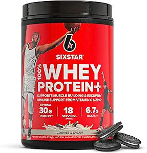 Six Star Whey Protein Powder Plus - Muscle Building & Recovery Formel mit Whey Isolate Powder, BCAAs, 30g Protein, Immununterstützung - Post-Workout Supplement - Cookies und Creme, 1,8 lbs