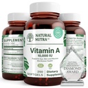 Natürliche Nutra Vitamin A 10.000 IU Softgels – High Potency Eye and Skin Vitamins – Glutenfreies Vitamin Eine Ergänzung für Sight & Skin Health – Fish Liver Oil für Männer und Frauen, Glutenfrei, 250 Softgels