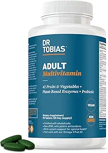 Dr. Tobias Adult Multivitamin Supplement, Hergestellt mit 42 Früchten & Gemüse, Hinzugefügt Probiotika, Vegan & Non-GMO Multivitamine für Männer & Frauen, unterstützt Energie, Stoffwechsel & Immunsystem