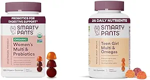 SmartyPants Bio Frauen und Teen Girl Multivitamin Gummis mit Omega-3, Vitamine, Mineralien, 120 Zähler