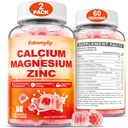 Calcium Magnesium Zink-Ergänzungsgummis mit Vitamin D3 K2 & B-Komplex für Frauen 1000mg Calcium-Zitrat mit Magnesium-Gummien für Knochen, Muskeln und Immununterstützung, Zuckerfrei, Vegan