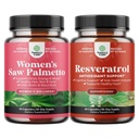 Bundle of Women's Saw Palmetto and Resveratrol Supplement - Saw Palmetto Extract Capsules mit Maca Root & Biotin für Haarausfall und AMPK Metabolic Activator für Metabolismus Boost & Cellular Efficiency