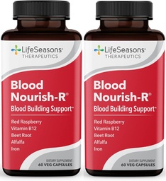 LifeSeasons Blood Nourish-R - Eisen-Ergänzung - Non Constipating - Unterstützt Anemia, Fatigue, Paleness & Dizziness - Blood Building - Eisen, Alfalfa, Raspberry & Vitamin B-12-60 Kapseln (Pack von 2)