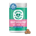 Doggie Dailies Skin & Coat Supplement Unterstützung, Lachsöl für Hunde Haut und Mantel mit Collagen, Omega 3, Krill Öl, Biotin, & Kokosöl für Hunde (Salmon) 225 Weiche Chews