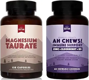 Natural Rhythm Magnesium Taurate 120 Kapseln + Immun Booster Lozenges 60 Kapseln Bundle
