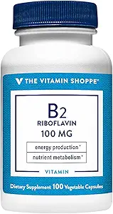 Vitamin Shoppe Vitamin B2 (Riboflavin) 100mg - Energieproduktion & Nährstoffe Metabolismus-Supplement, Essential B Vitamin - Einmal täglich, Glutenfrei (100 Kapseln)