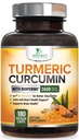 Kurkuma Ergänzung 2600mg - 95% Curcuminoide mit Organic Turmeric & BioPerine Black Pepper Extract für beste Absorption, Natural Vegan Joint Support, Non-GMO, Bottled in USA - 180 Kapseln