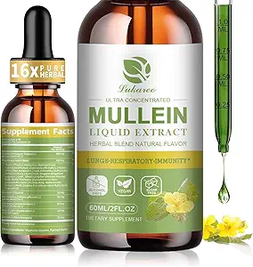 Gocce di Mullein per polmoni, disintossicazione polmonare & Cleanse, Vegan Mullein Leaf Extract Tincture with Chlorophyll Elderberry, ecc, Natural Herbal Supplement for Respiratory, Immune, 30 Servings