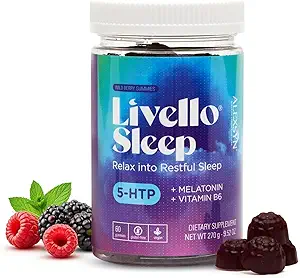 Livello Sleep Wild Berry Gummies - 60 Portionen Natürliche Schlafunterstützung mit 5-HTP, Melatonin und Vitamin B6 für friedliche Nacht, Vegan & Gluten-frei