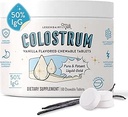 Legendairy Milk Colostrum Supplement - Premium Bovine Colostrum für den Menschen - 50% IgG Immunoglobulin für Immununterstützung & Gut Gesundheit - Energie & Muskel Erholung - Vanilla Chewable Tablets, 30 Servietten
